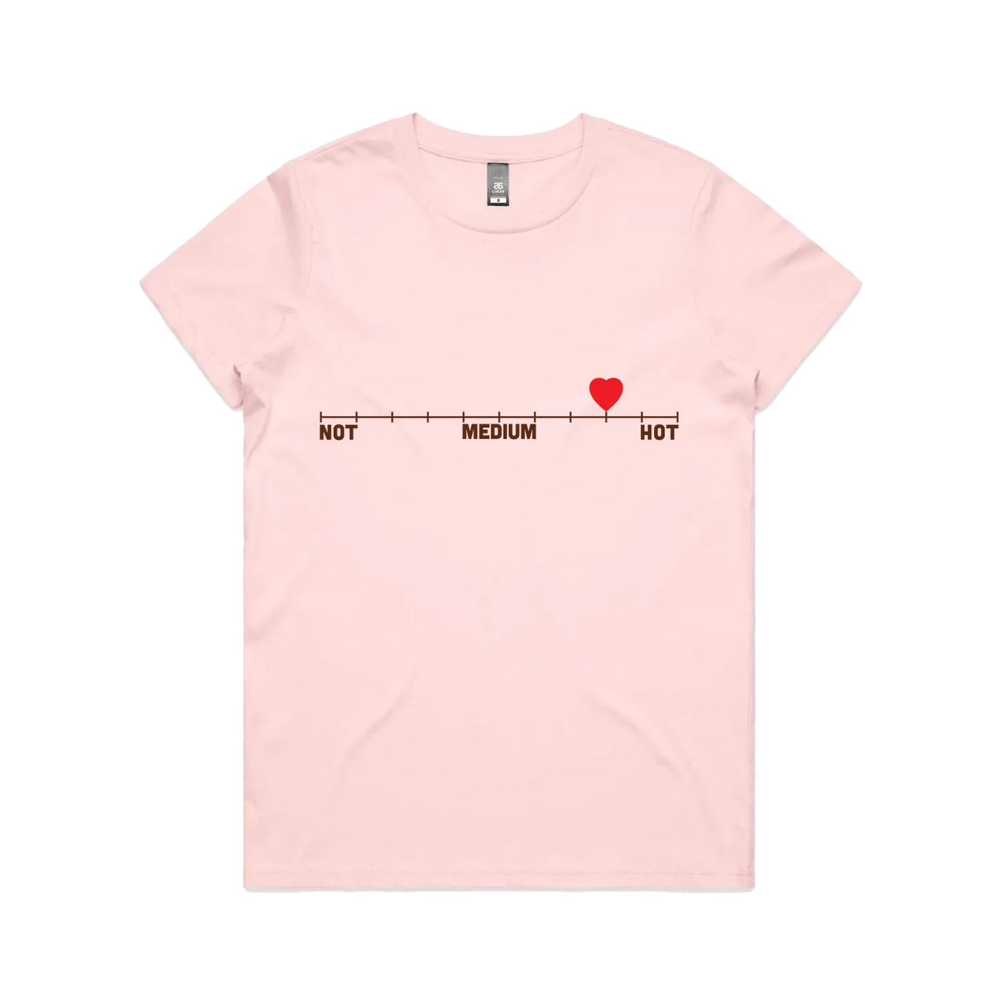 women's graphic tee, funny t-shirt, spicy humor shirt, heat scale tee, statement tee, soft cotton tee, gift for her, trendy tee, pink t-shirt, novelty t-shirt