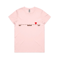 women's graphic tee, funny t-shirt, spicy humor shirt, heat scale tee, statement tee, soft cotton tee, gift for her, trendy tee, pink t-shirt, novelty t-shirt